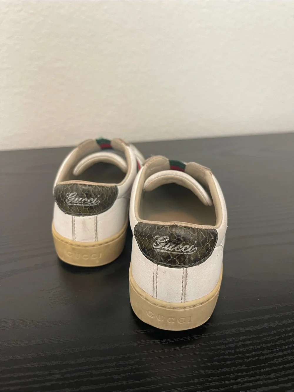 White Kids Slip-On Sneakers with Red & Green Side Stripes